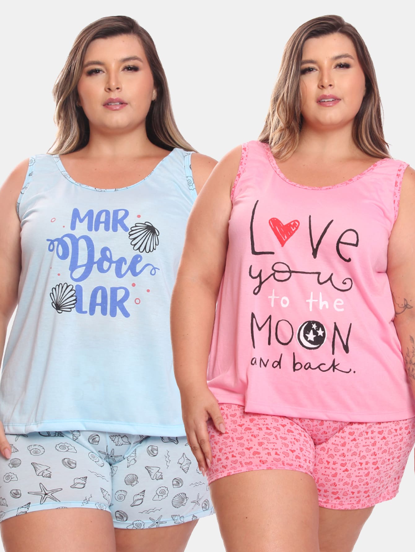 Plus Size Pajama Sets - Multicolor - View 1