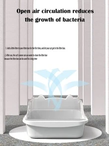 1pc Cartoon Ear Design Cat Litter Box - White - View 7