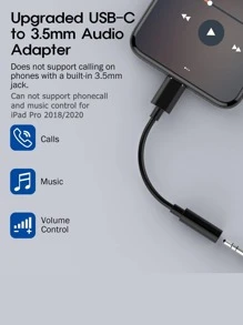 Adaptador de conector de auriculares hembra de 3,5 mm a USB Tipo C, cable auxiliar adaptador de audio USB C compatible, conector macho USB C a conector hembra de 3,5 mm para auriculares que funciona bien con todos los dispositivos tipo C: GalaxyS23 S23+ S23 Ultra, S22 S22+ S22 Ultra, S21 S21+ S21 Ultra, S20 Ultra S20 Z Flip S20+ S10 S9 S8 Plus, Pixel 5 4 3 2 XL, compatible con iPhone 15 Plus iPhone 15 Pro Max, iPad Pro 2020/2018 y talla grande.