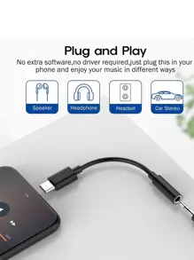 Adaptador de conector de auriculares hembra de 3,5 mm a USB Tipo C, cable auxiliar adaptador de audio USB C compatible, conector macho USB C a conector hembra de 3,5 mm para auriculares que funciona bien con todos los dispositivos tipo C: GalaxyS23 S23+ S23 Ultra, S22 S22+ S22 Ultra, S21 S21+ S21 Ultra, S20 Ultra S20 Z Flip S20+ S10 S9 S8 Plus, Pixel 5 4 3 2 XL, compatible con iPhone 15 Plus iPhone 15 Pro Max, iPad Pro 2020/2018 y talla grande.