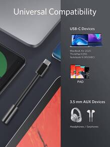 Adaptador de conector de auriculares hembra de 3,5 mm a USB Tipo C, cable auxiliar adaptador de audio USB C compatible, conector macho USB C a conector hembra de 3,5 mm para auriculares que funciona bien con todos los dispositivos tipo C: GalaxyS23 S23+ S23 Ultra, S22 S22+ S22 Ultra, S21 S21+ S21 Ultra, S20 Ultra S20 Z Flip S20+ S10 S9 S8 Plus, Pixel 5 4 3 2 XL, compatible con iPhone 15 Plus iPhone 15 Pro Max, iPad Pro 2020/2018 y talla grande.