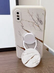 Apple Marble Pattern Anti-Fall Phone Case With Holder Compatible With IPhone 15/15Pro/15Plus/15Promax - Multicolor - View 3