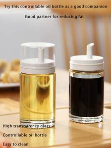 1pc Leak-Proof Oil Dispenser, Glass Soy Sauce Bottle, Small Oil Can For Kitchen Cooking - Multicolor - View 2