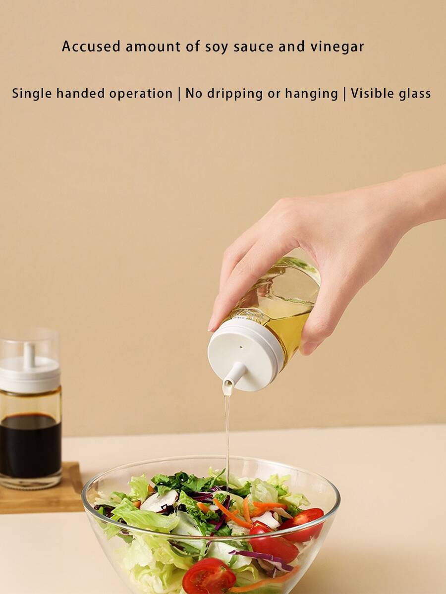 1pc Leak-Proof Oil Dispenser, Glass Soy Sauce Bottle, Small Oil Can For Kitchen Cooking - Multicolor - View 1