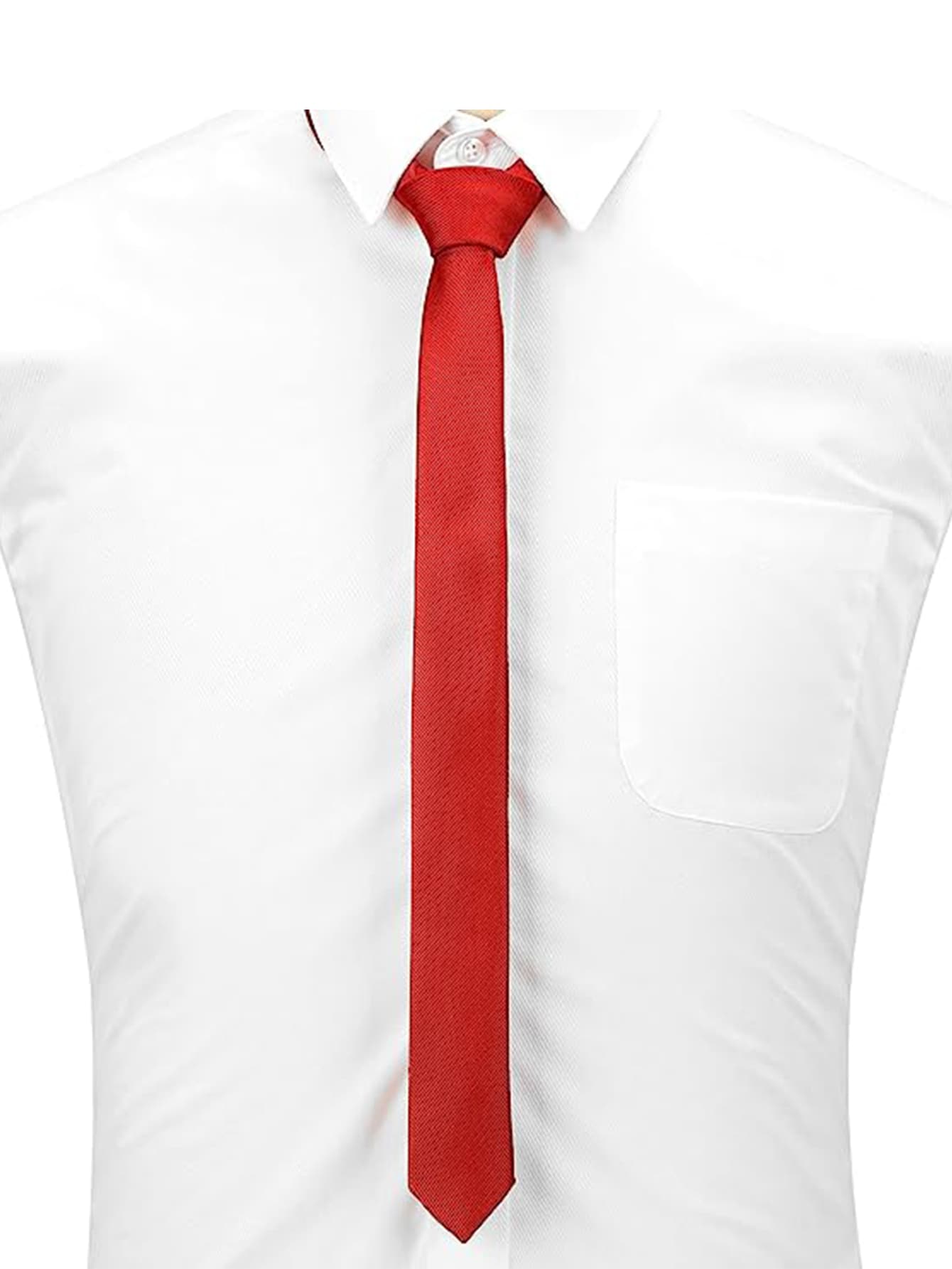1pc Men's Red 1.5in(4cm) Slim, Skinny Necktie, Suitable For Wedding, Graduation Uniform, Formal And Casual Occasions Use - Red - View 1
