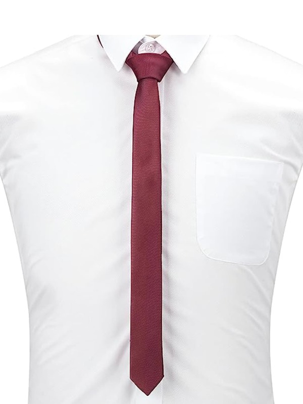 1 pezzo Cravatta da uomo slim/skinny da 1,5 pollici (4 cm) di colore rosso vino, adatta per matrimoni, lauree, uniformi formali e occasioni casual
