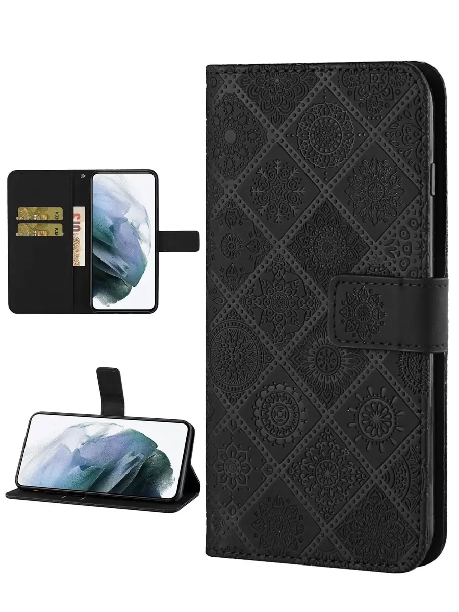 Compatible With Apple Compatible With Iphone 16 Floral Embossed Flip Phone Case,International Version, Not The Domestic Version, - Black - View 1