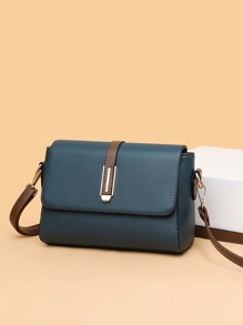 Tối giản & Retro Khối màu Đập nhẹ Túi đeo vai - Màu xanh lam - Xem 3