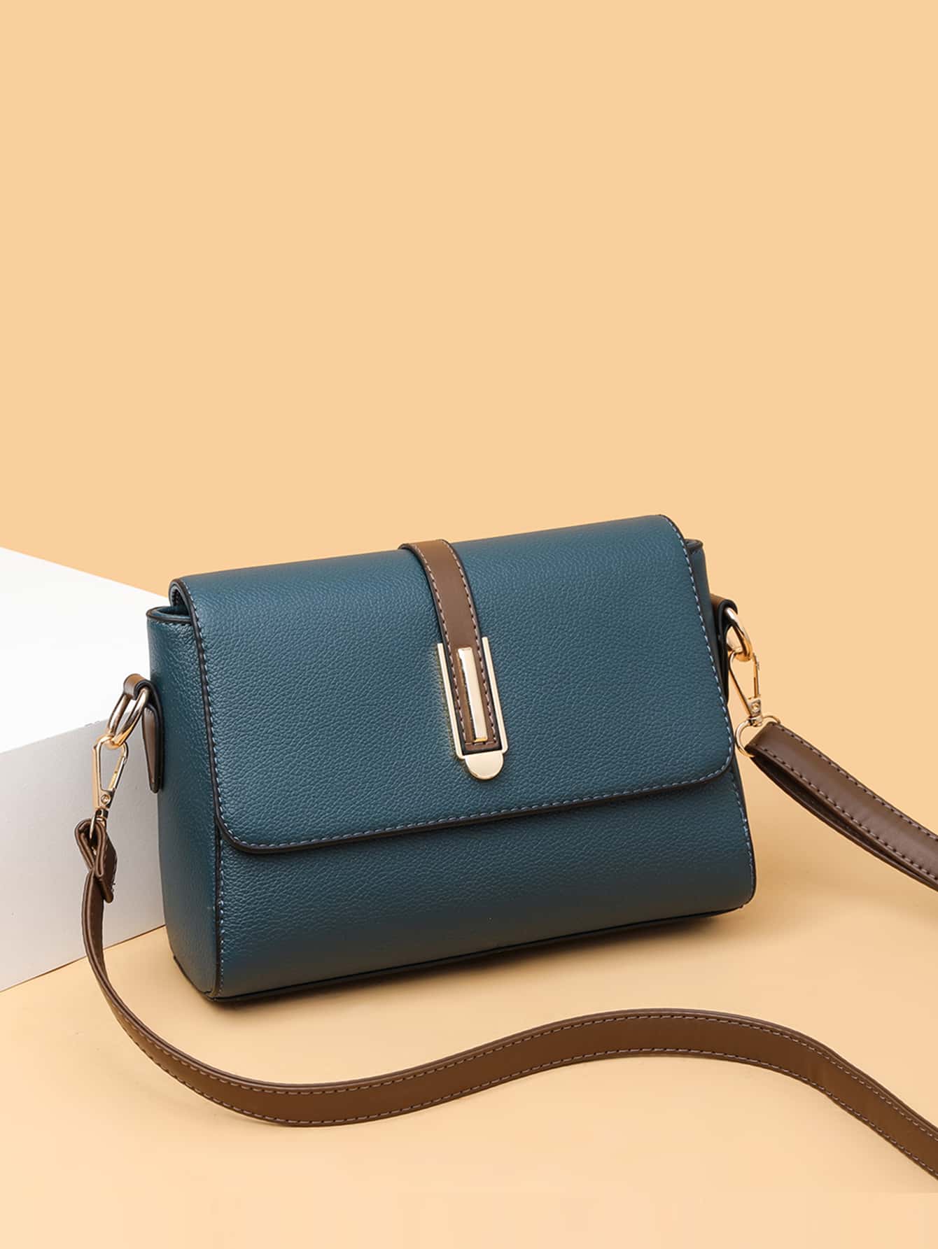 Tối giản & Retro Khối màu Đập nhẹ Túi đeo vai