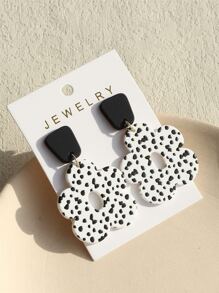 1 đôi Của phụ nữ Hoa tai acrylic Với In vết tròn Polka , Gốm sứ Kết cấu & Rỗng Nhỏ bé Hoa , Phong cách ins Thiết kế - Nhiều màu - Xem 4