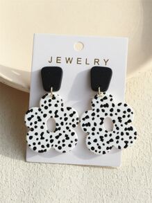 1 đôi Của phụ nữ Hoa tai acrylic Với In vết tròn Polka , Gốm sứ Kết cấu & Rỗng Nhỏ bé Hoa , Phong cách ins Thiết kế - Nhiều màu - Xem 3