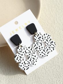 1 đôi Của phụ nữ Hoa tai acrylic Với In vết tròn Polka , Gốm sứ Kết cấu & Rỗng Nhỏ bé Hoa , Phong cách ins Thiết kế - Nhiều màu - Xem 2