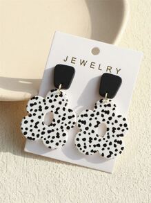 1 đôi Của phụ nữ Hoa tai acrylic Với In vết tròn Polka , Gốm sứ Kết cấu & Rỗng Nhỏ bé Hoa , Phong cách ins Thiết kế - Nhiều màu - Xem 5