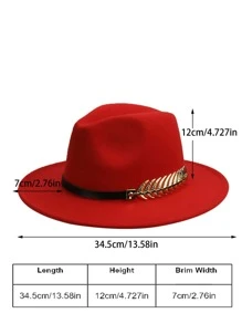 1入女性葉子裝飾時尚禮帽，適用於派對的優雅牛仔帽 - 紅色 - 查看 4