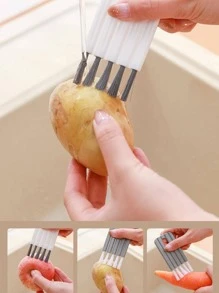 Bàn phím đa chức năng di động & Bàn chải nắp cốc có thân uốn cong để làm sạch các rãnh và khoảng trống - trắng - Xem 4