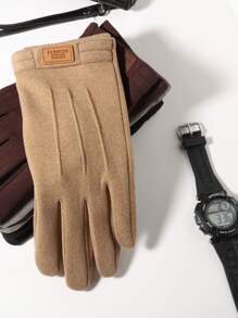 男士手套保暖内衬和触摸屏兼容冬季保暖驾驶手套，均码，灰色/黑色/棕色 - 卡其色 - 查看 5