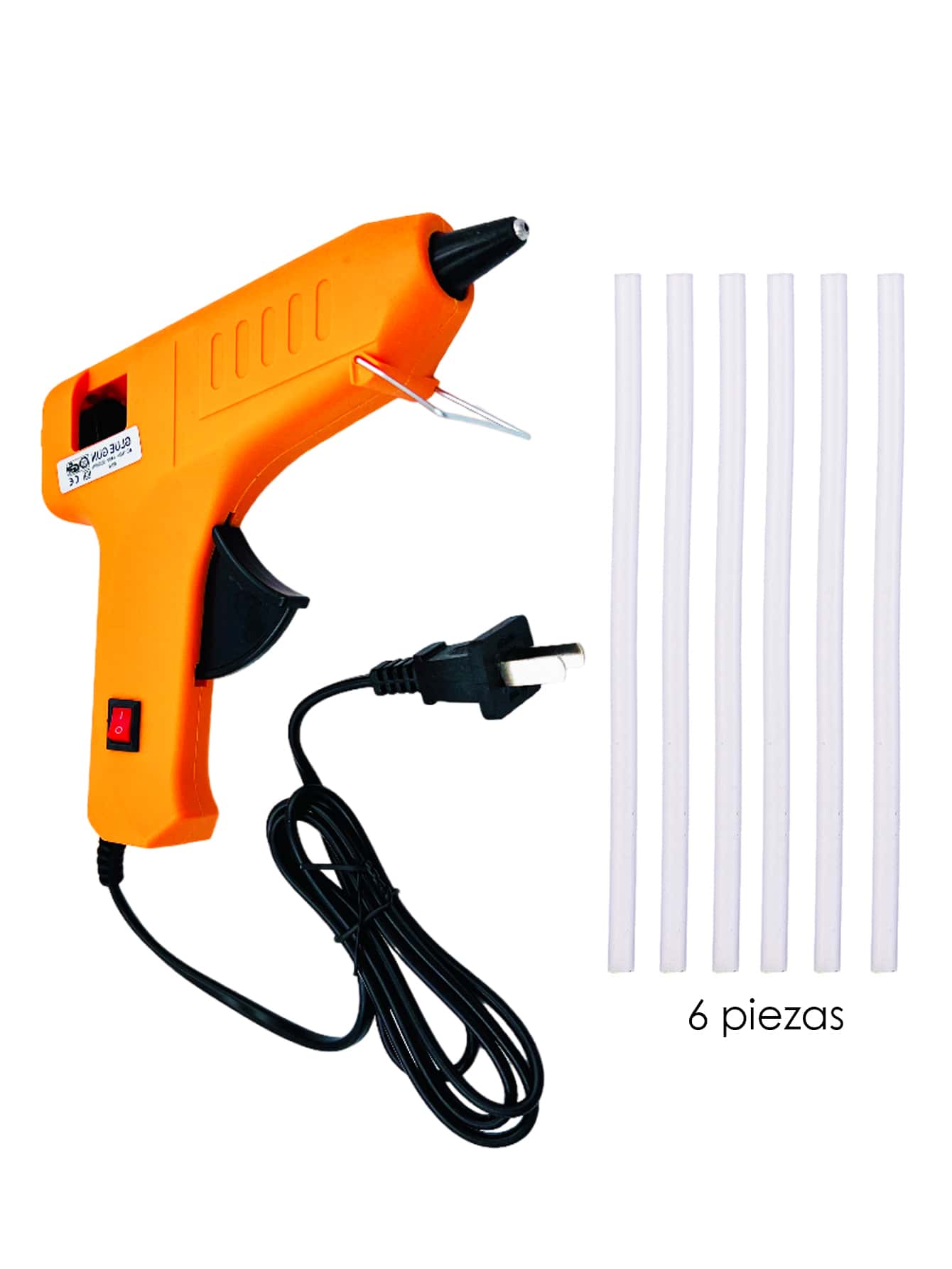 Pistola de silicon electrica + 6 barras de repuestos + 2 mini barras - Naranja - Ver 1
