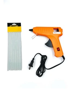 Pistola de silicon electrica + 6 barras de repuestos + 2 mini barras - Naranja - Ver 2
