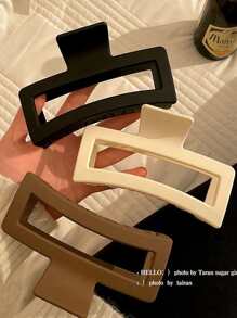 3pcs 13cm Large Matte Square Hair Claw Clip For Updo Hairstyles, Minimalist Design Hair Accessories - Beige - View 1