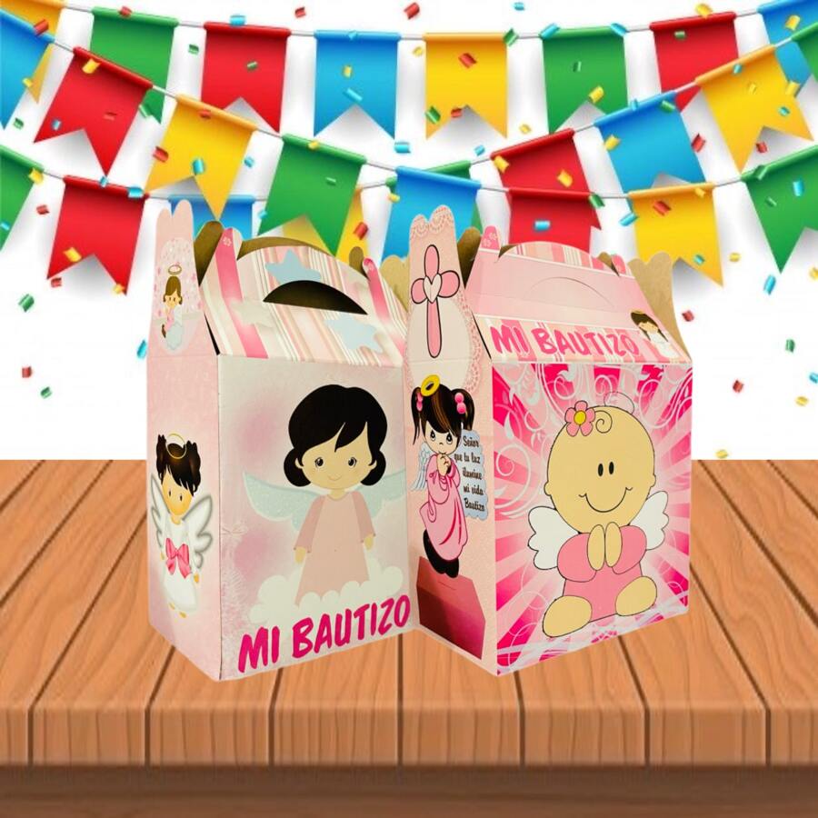 40 Sweets From My Christening Girl Characters Birthday Party Bonus Bolo Cardboard Box Sweets - Black - View 1