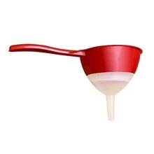 Coador Peneira Com Funil 2 Em 1 Plástico Utensilio Cozinha - Vermelho - Visão 5