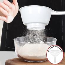 Coador Peneira Com Funil 2 Em 1 Plástico Utensilio Cozinha - Vermelho - Visão 3