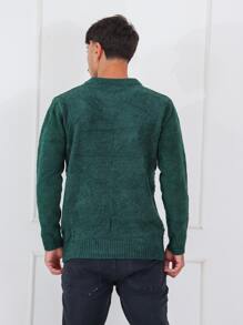 Suéter masculino com detalhes na frente - Verde - Visão 2