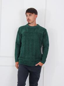 Suéter masculino com detalhes na frente - Verde - Visão 3