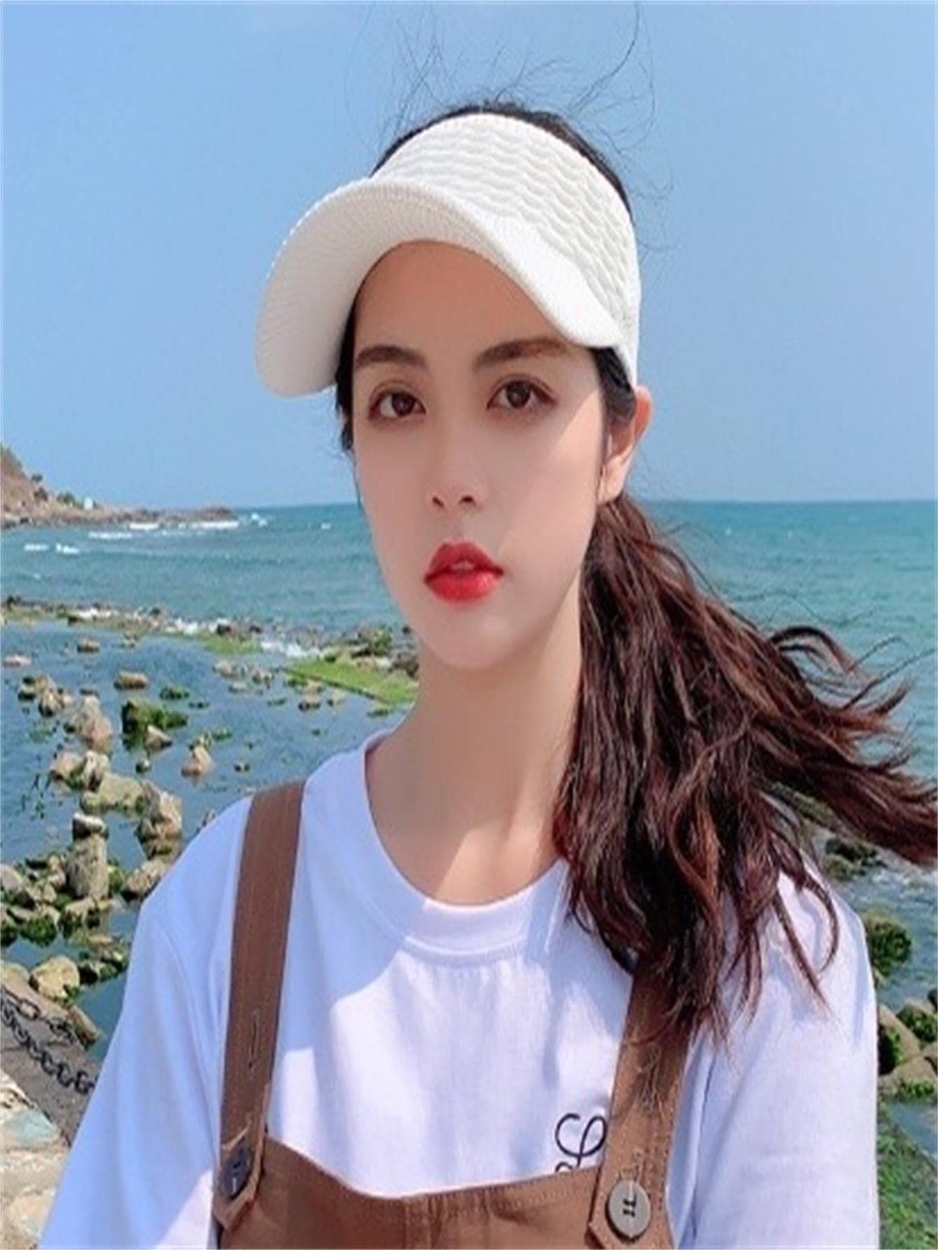 女士帽子日常使用防曬禮物送朋友休閒 - 白色 - 查看 1
