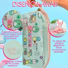 Estuche Lapicera Aesthetic Kawaii Zipper Escolar Organizadora De Lapices Plumones Estuchera Cosmetiquera - Verde - Ver 6