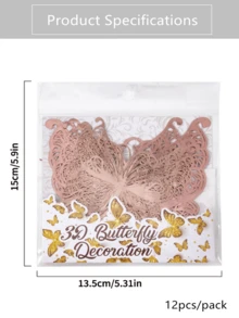 2pcs/set Gold And Silver Color 3d Butterfly Wall Stickers, Double-sided Decorative Butterflies - Gold - View 4