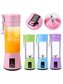 Mini Liquidificador Espremedor Mixer Portátil Multifuncional 6 Lâminas Recarregável USB 380ml - Multicolorido - Visão 3