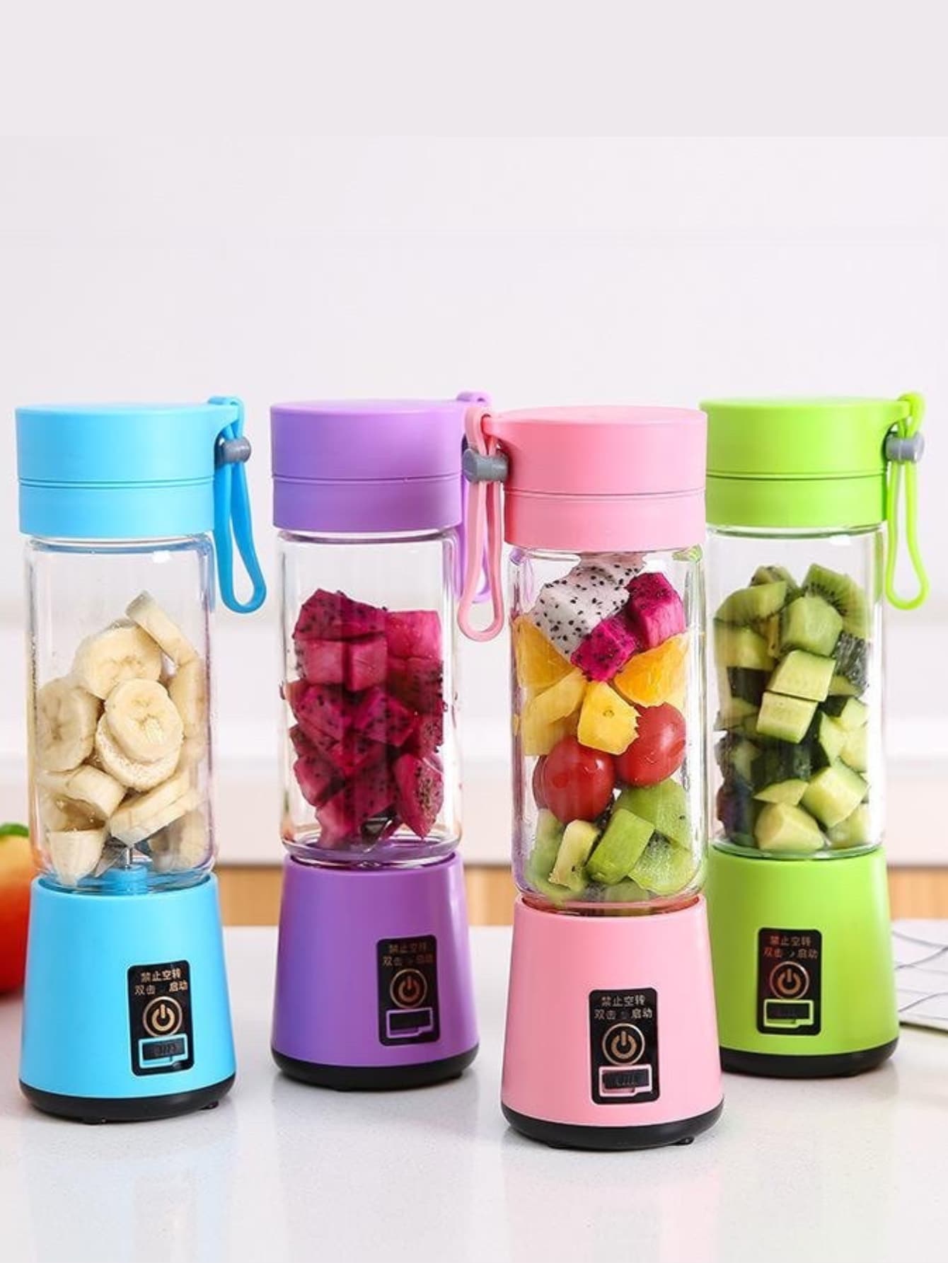 Mini Liquidificador Espremedor Mixer Portátil Multifuncional 6 Lâminas Recarregável USB 380ml - Multicolorido - Visão 1