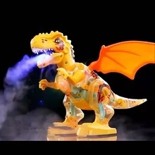 Juguete De Dinosaurio Electrónico Transparente Con Luces Y Movimiento Con Sonido Tiranosaurio Rex Mascota Electrónica Para Niño - Amarillo - Ver 3