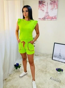 Women Two-piece Outfits - Màu xanh chanh - Xem 1