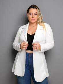 Plus Size Blazers - White - View 1