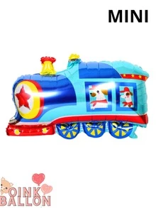 1 Metallic Balloon MINI Blue Train Centerpiece - Blue - View 2