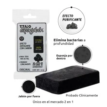 T Taio Esponjabon Carbon Activado Purificante Esponja + Jabon 2 en 1 T.Taio 120 gr - Negro - Ver 2