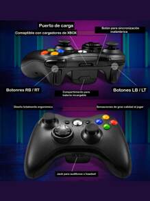 Control Gamepad Inalambrico Compatible Con Consola 360 - Negro - Ver 4