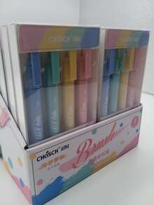 PLUMONES CHOSCH BRUSH KAWAII PUNTA PINCEL CAJA 18pz PUNTA 0.5mm 4 COLORES PASTEL DIFERENTES