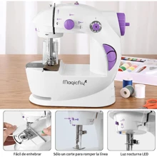 Máquina de coser eléctrica automática American Standard Máquina de coser de tela pesada Manual de bolsillo Micro portátil automática Modificación de ropa multifunción - Blanco - Ver 2