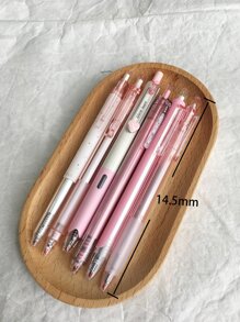 6入組流暢且快乾的推式縮回中性筆和筆刷筆,黑色 - 粉色 - 查看 7