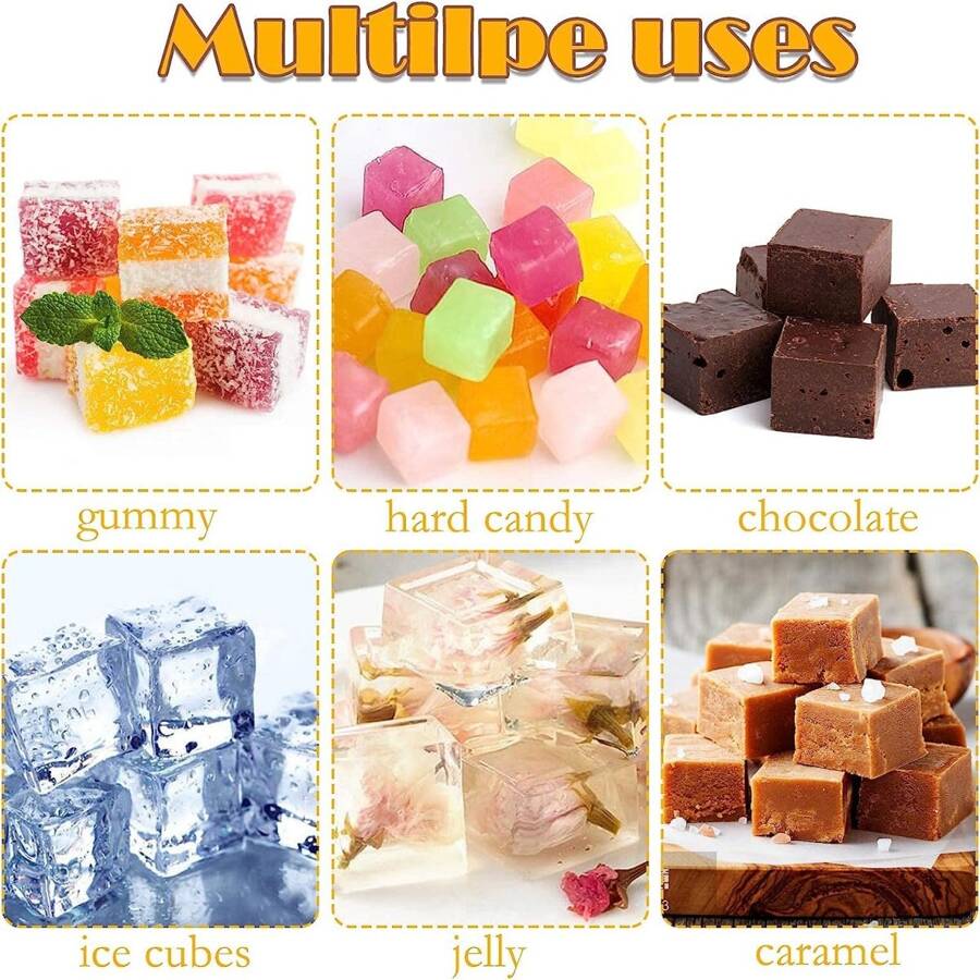 2Pack Square Gummy Mold Silicone Candy Molds for Caramels Chocolate Ice