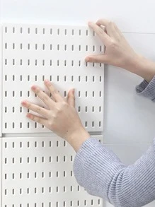 1 pieza casa tablero perforado cuarto de baño cocina escritorio Organizador Estante de exhibición con Accesorios para almacenamiento - Blanco - Ver 4