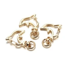 5入組時尚鋅合金海豚形狀DIY龍蝦扣鑰匙圈適用於項鍊手環耳環珠寶製作 - 海豚 - 查看 3