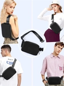 1 Pc Solid Color Waist Bag With Adjustable Strap, Waterproof OutdoorSport Crossbody Bag Chest Bag Waist Bag, Simple Durable CrossbodyBag,Fashionable Versatile Bag For Men And Women ,Versatile For Travel & Outdoor Activities