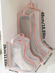 1pc Portable Boot Storage Bag For Ankle Boots And Knee-high Boots, Organizer Or Protector - Pink - View 3