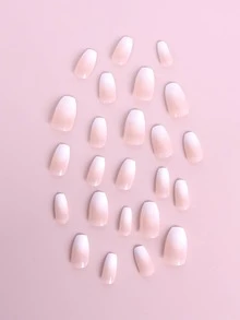 24 Short Coffin Shaped Ramadan Gradient Fingernail Patches With 1 Jelly Patch And 1 File Strip - Multicolor - View 2