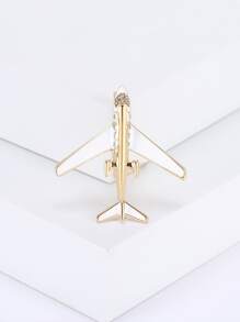 Rhinestone Decor Airplane Design Brooch - White - View 4