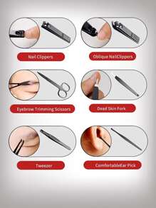 指甲剪7入組/套黑色指甲刀指甲刀美妝指甲修指甲美甲成年人家用指甲剪工具 - 黑色 - 查看 3